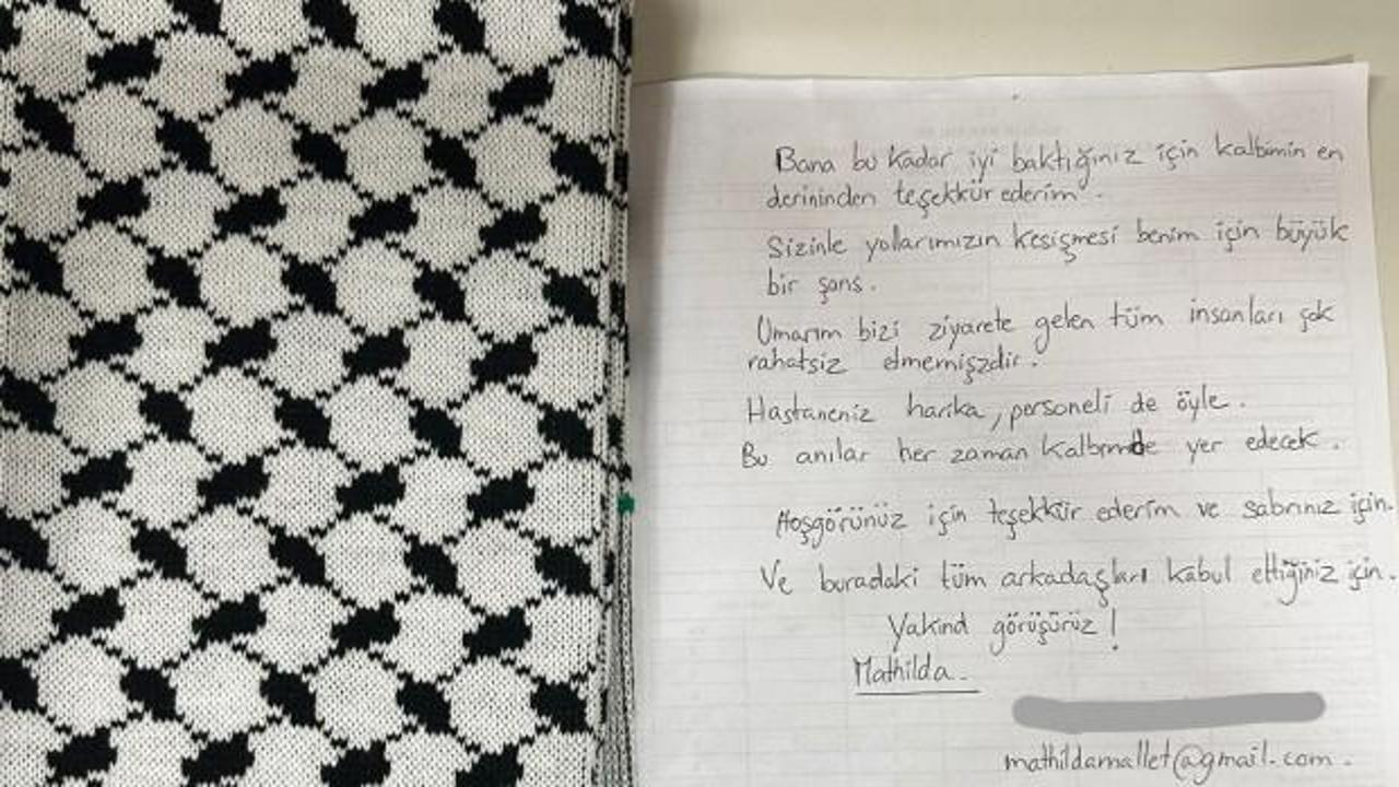 Sumud Filosu aktivisti Mallet&rsquo;ten T&uuml;rk sağlık &ccedil;alışanlarına teşekk&uuml;r mektubu