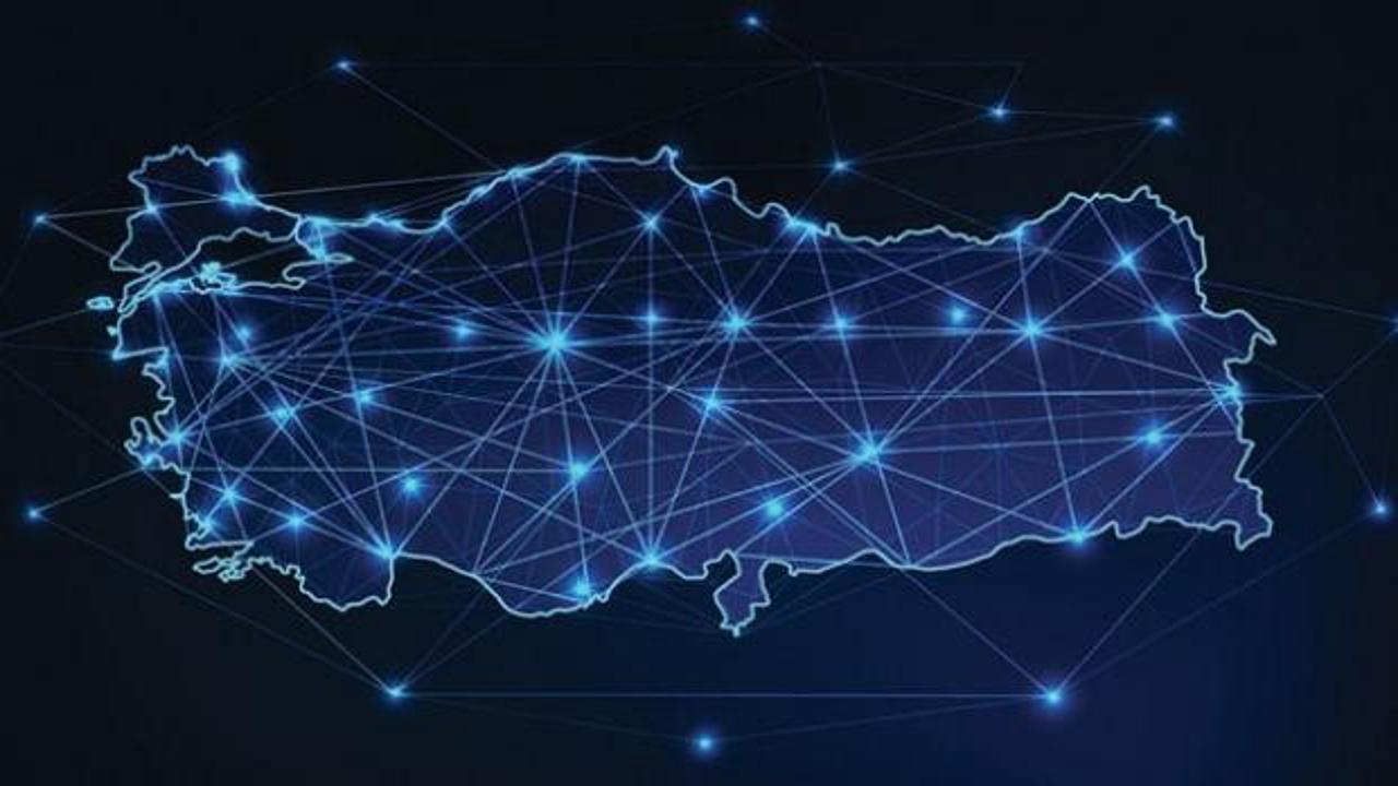 Türkiye'nin dijital kamu yönetimi altyapısını gösteren soyut teknoloji görseli.