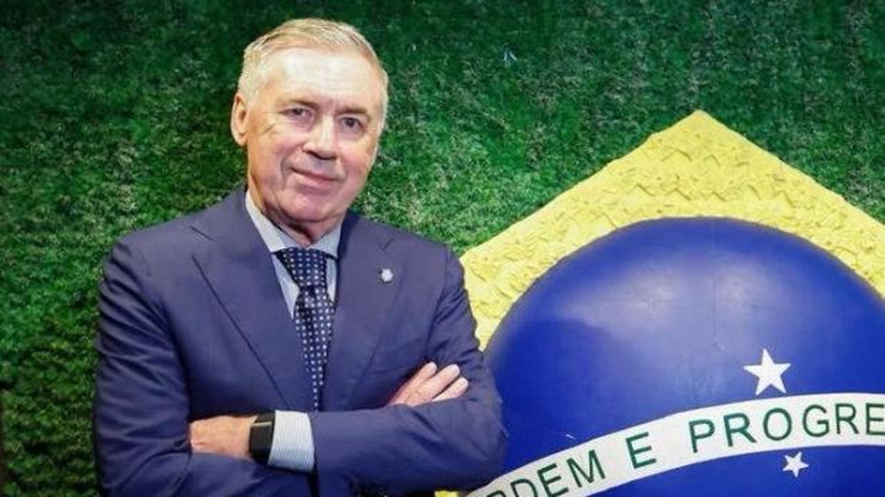 Carlo Ancelotti, Brezilya Milli Takımı'nın teknik direktörü olarak basın toplantısında konuşuyor.