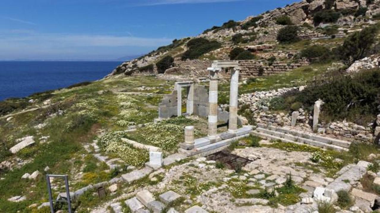 Knidos Ören Yeri'nde tamamlanan çevre düzenleme çalışmalarını gösteren genel bir görünüm.