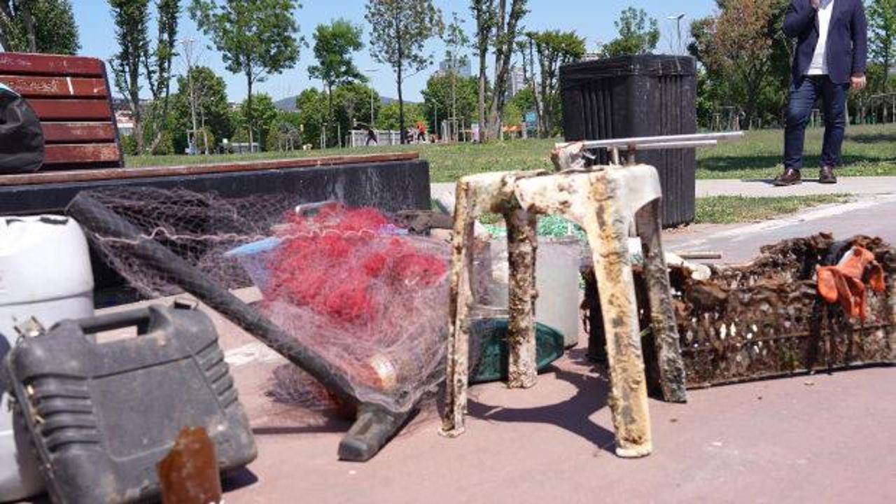 AK Parti İstanbul Gençlik Kolları üyeleri Maltepe Sahili'nde deniz temizliği yaparken