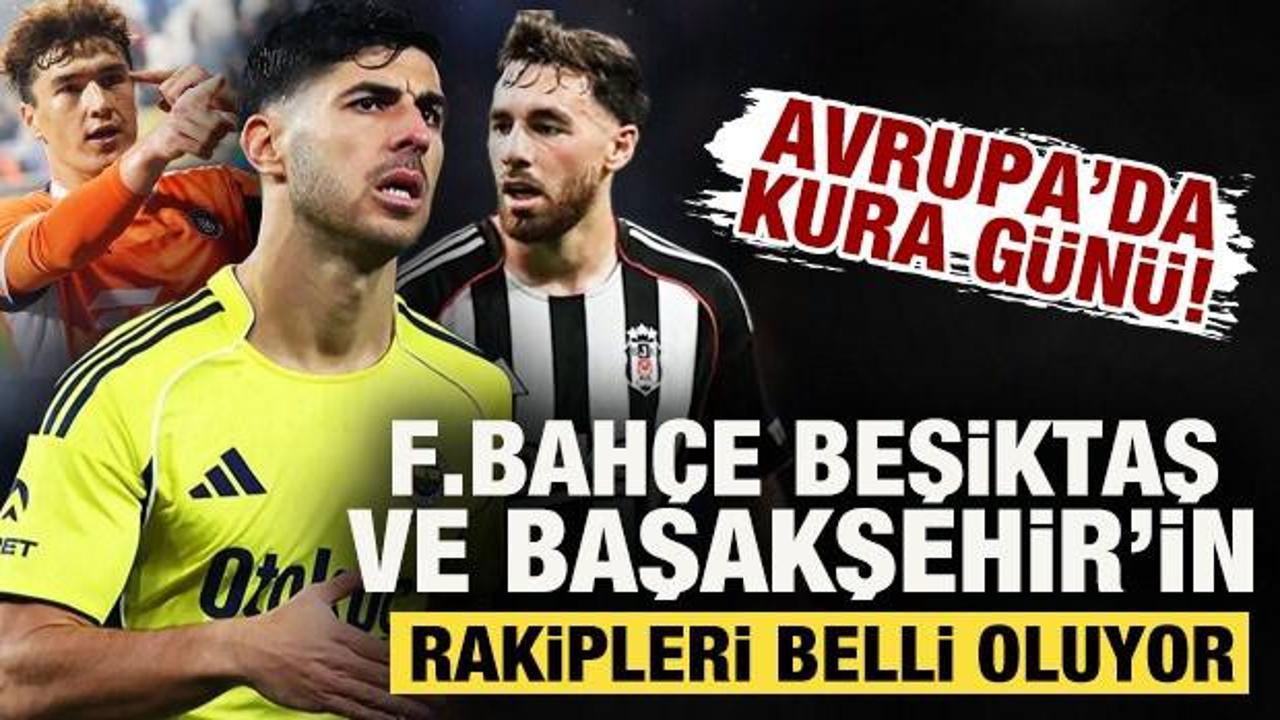 Avrupa kupaları kura çekimini bekleyen Fenerbahçe, Beşiktaş ve Başakşehir logoları