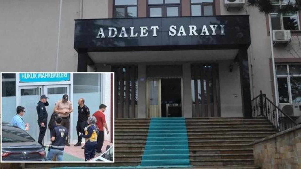 Bilecik Adliyesi ek binası önünde çekilmiş, polis memurunun vefatını duyuran bir haber metni.
