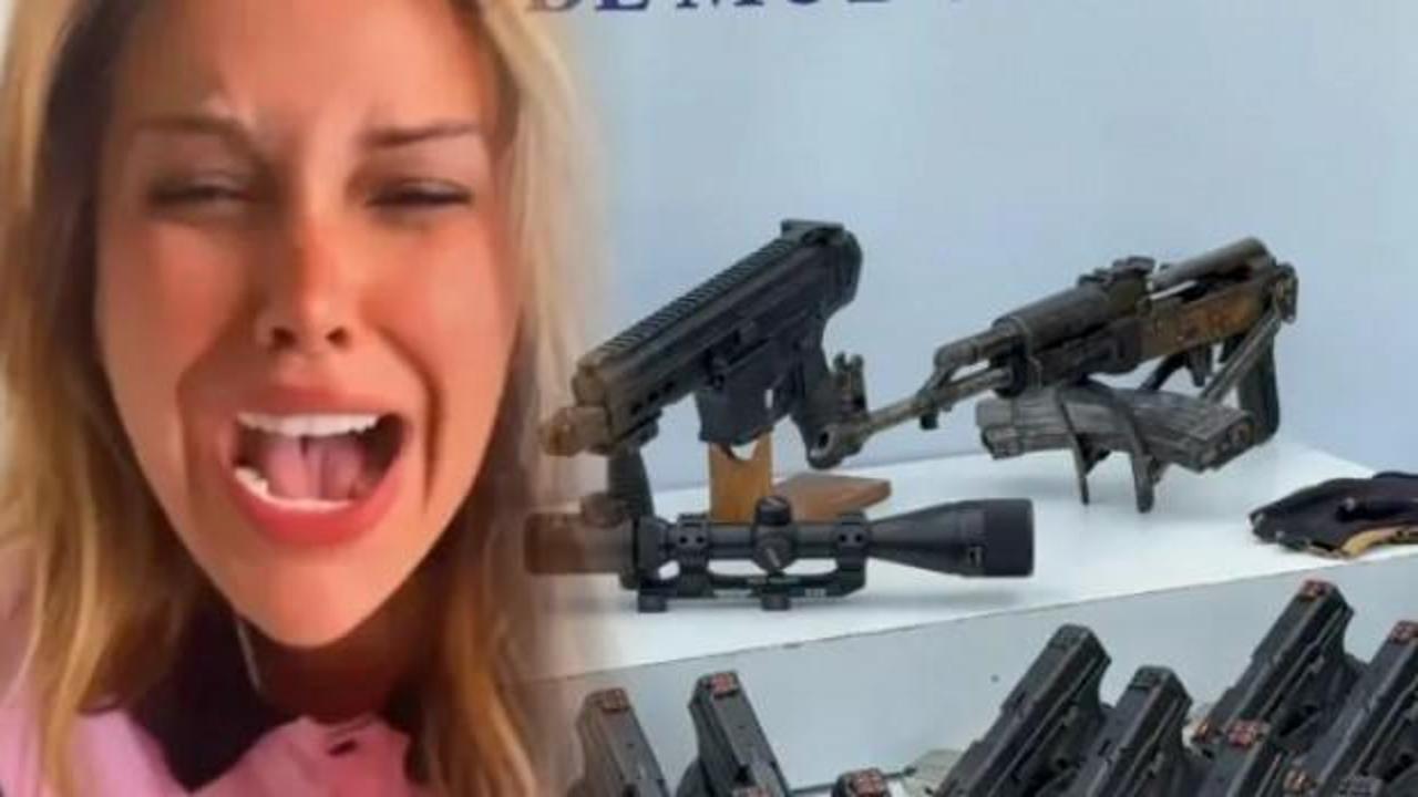 Polis ekiplerinin operasyon sonrası ele geçirdiği silahlar