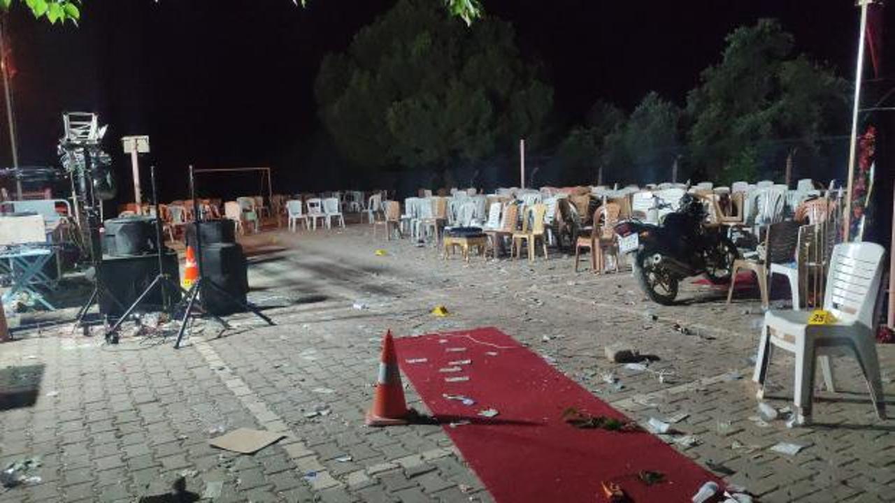 Ödemiş'te kına gecesi sırasında yaşanan silahlı saldırı sonrası olay yeri.