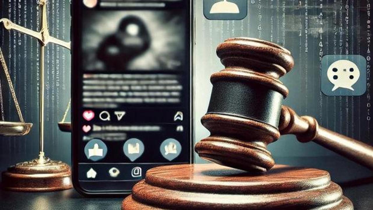 Sosyal medyada klavye başında adalet dağıtan insan figürü, dijital dünyanın kul hakkı tehlikesini temsil ediyor.