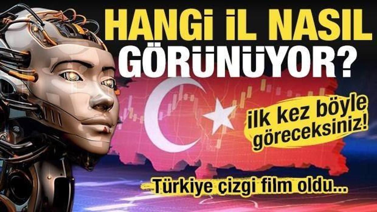 Türkiye haritası üzerinde illerin çizgi film karakterleriyle temsil edildiği görsel.