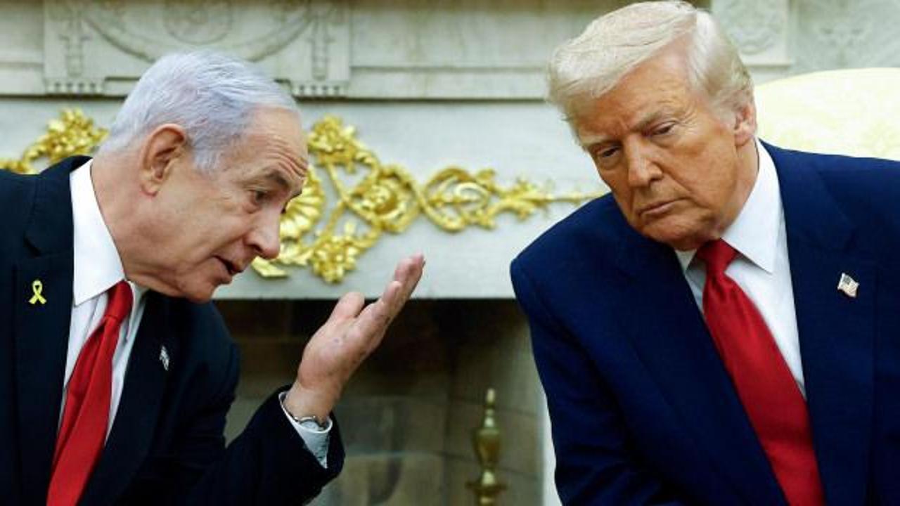 ABD Başkanı Donald Trump ve İsrail Başbakanı Binyamin Netanyahu'nun temsil edildiği görsel.