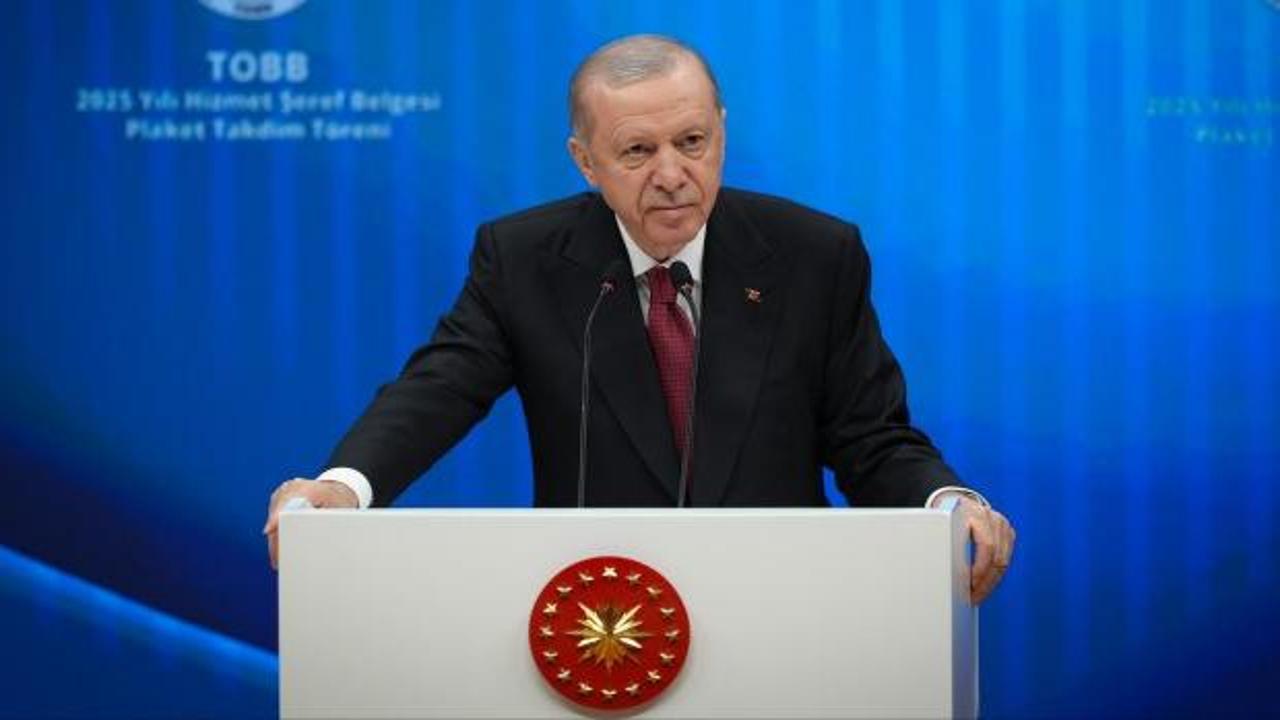 Cumhurbaşkanı Recep Tayyip Erdoğan konuşma yaparken