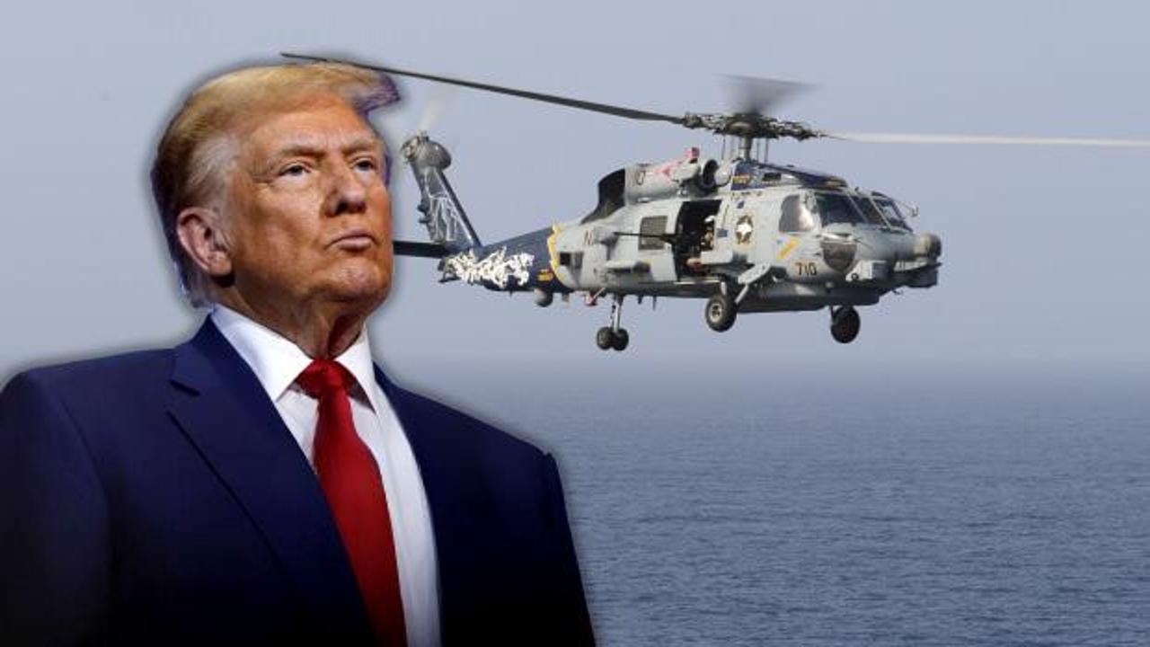Umman Denizi'nde acil iniş yapan ABD Donanması'na ait askeri helikopter