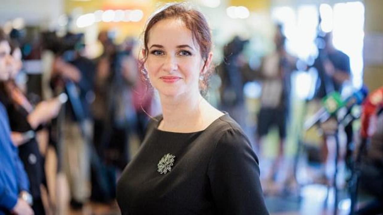 Litvanya Başbakanı Inga Ruginiene konuşma yaparken