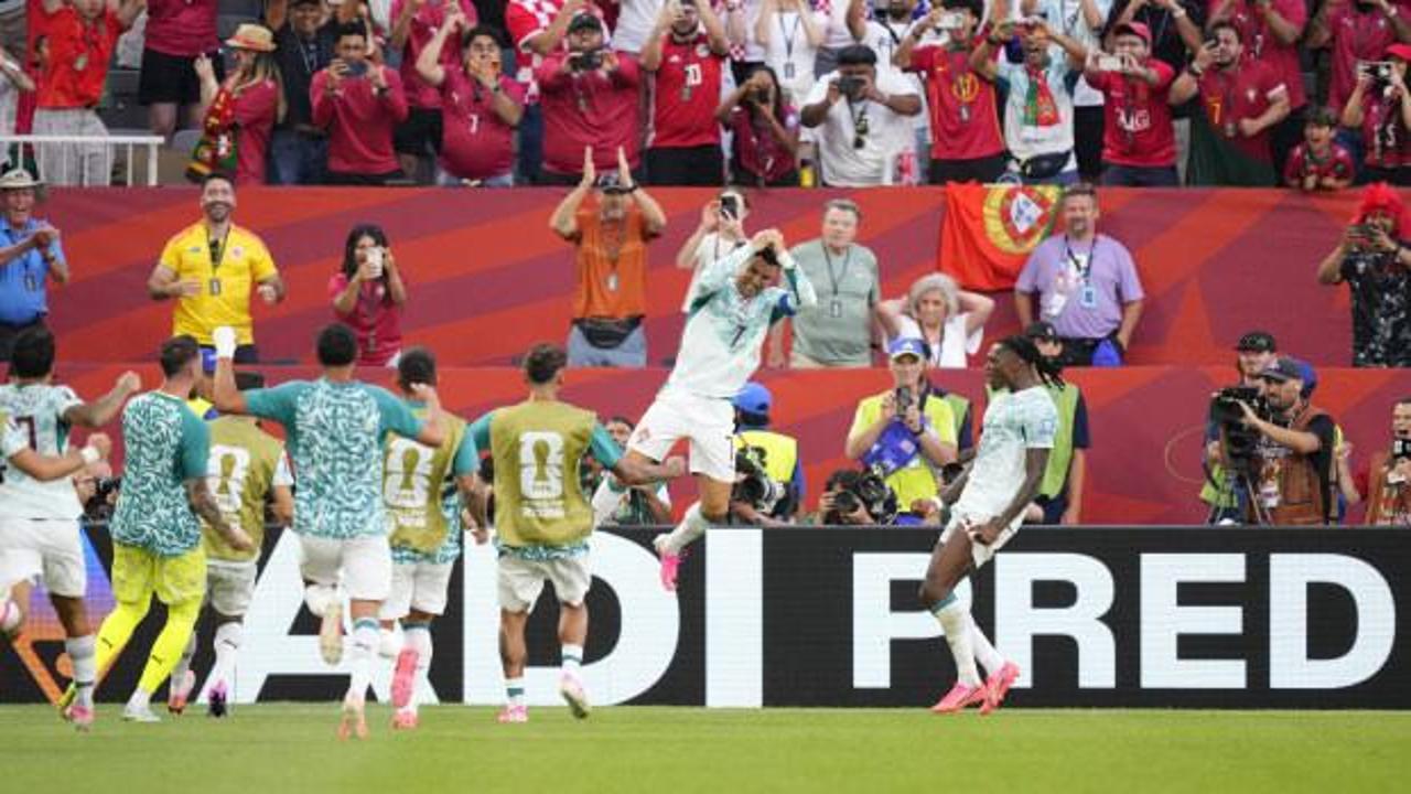 Portekizli futbolcuların Hırvatistan'a karşı attığı gol sonrası sevinci