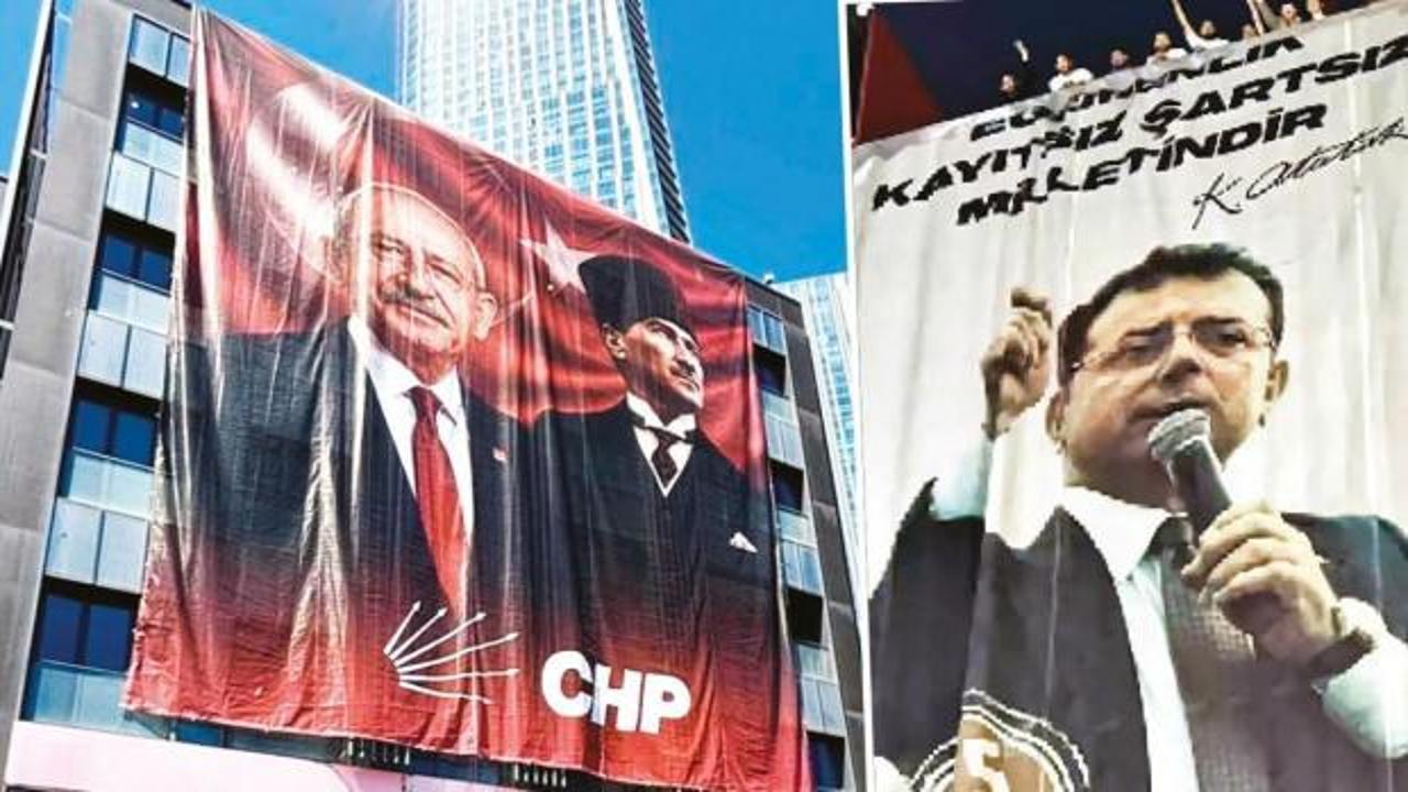 CHP İstanbul İl Başkanlığı binası önünde poster krizi yaşandı.