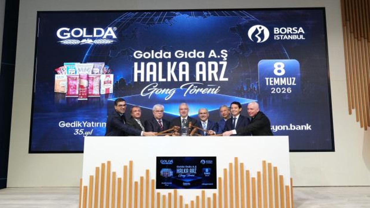 Golda Gıda hisse senedi sembolü ve Borsa İstanbul binası görseli.