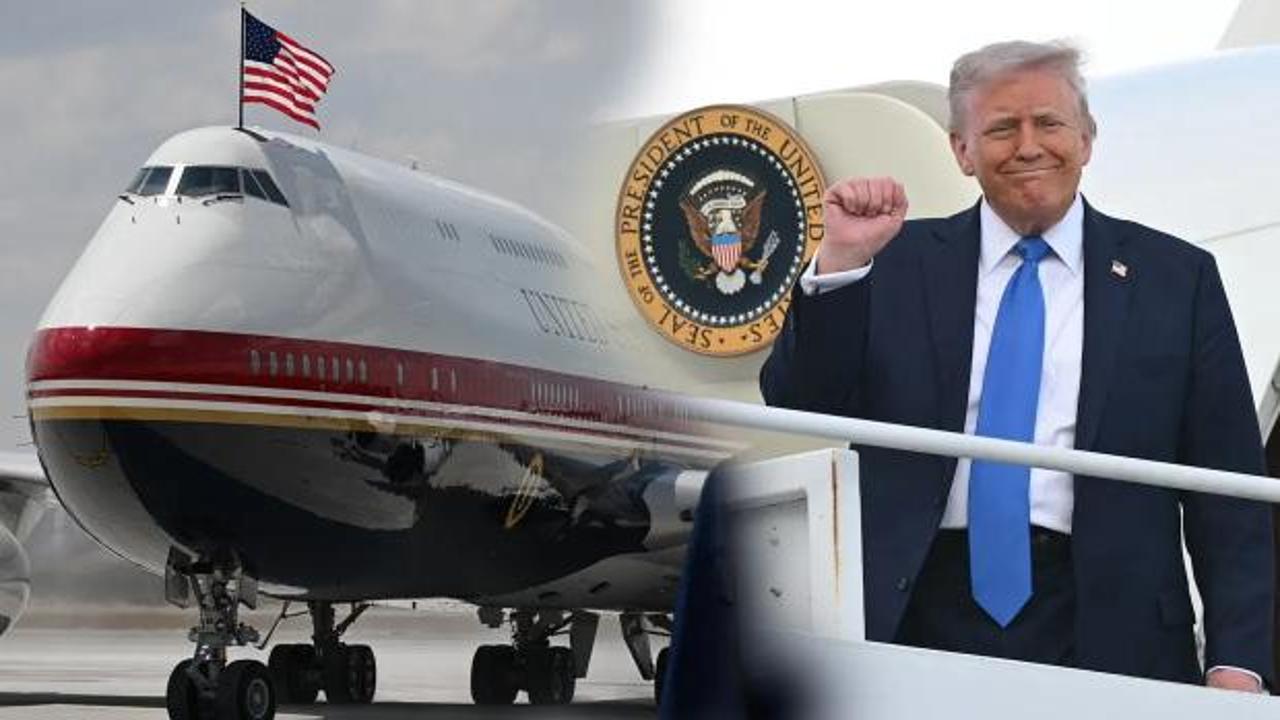 Donald Trump'ın kullandığı Boeing VC-25B "uçan kale" uçağının havada çekilmiş bir fotoğrafı.