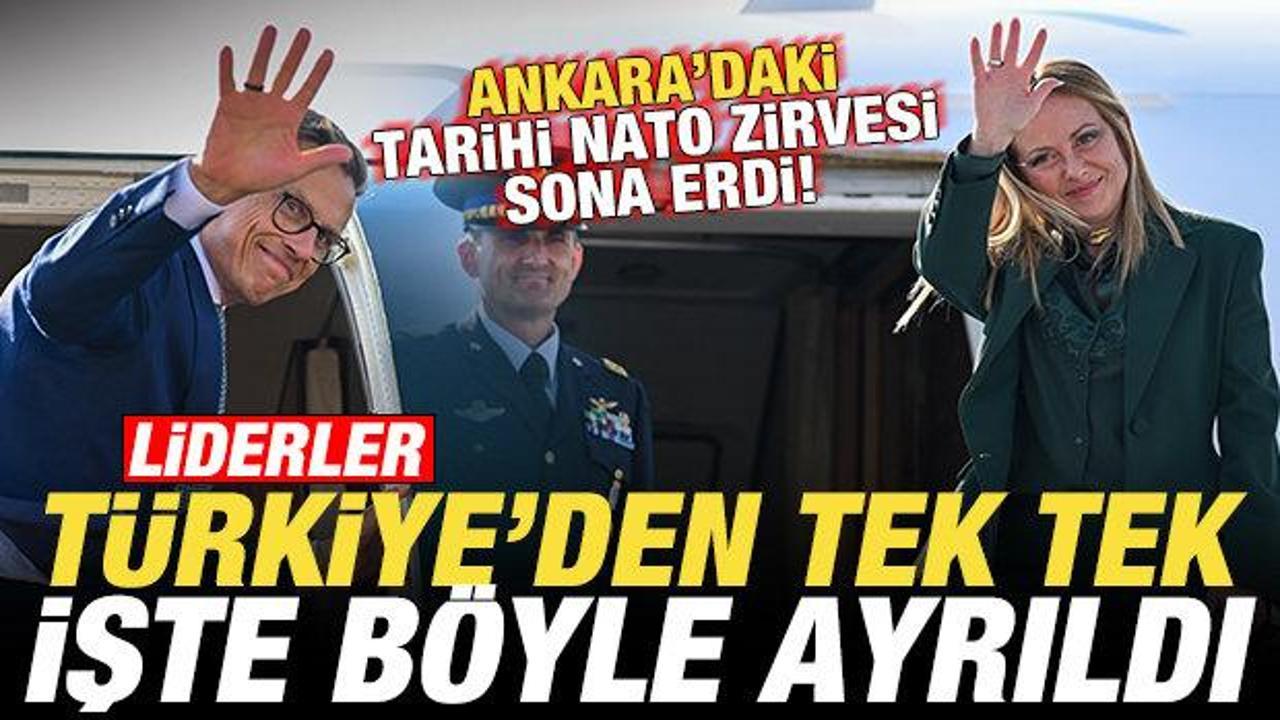 NATO Liderler Zirvesi'ne katılan dünya liderlerinin Ankara'dan ayrılışını gösteren bir fotoğraf.