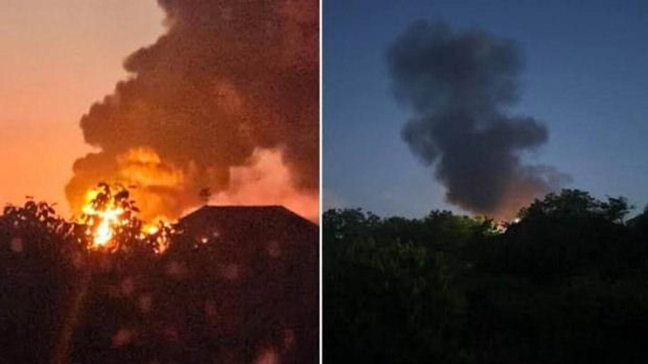 Ukrayna'nın vurduğu Ilsky Petrol Rafinerisi'nde çıkan yangın
