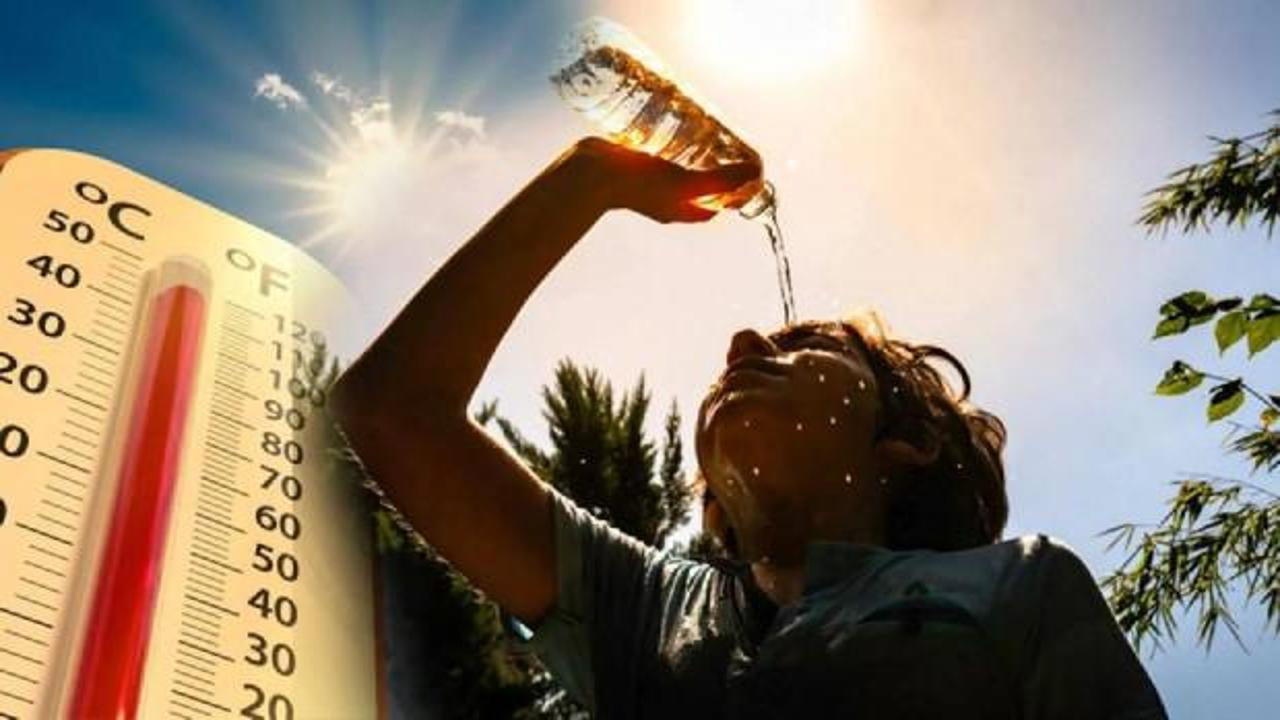 Termometre üzerinde yükselen cıva ve güneşli bir gökyüzü görseli.