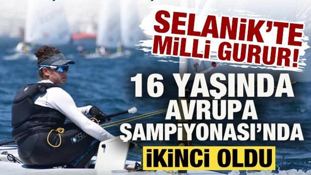 Milli yelkenci Derin Bartan'ın Avrupa Şampiyonası'nda gümüş madalya kazanmasını gösteren bir görsel.