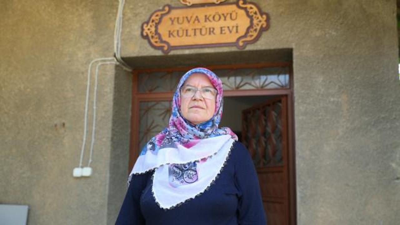 Yuva köyü muhtarı Nermin Ergin, köyde yapılan çalışmaları denetliyor.
