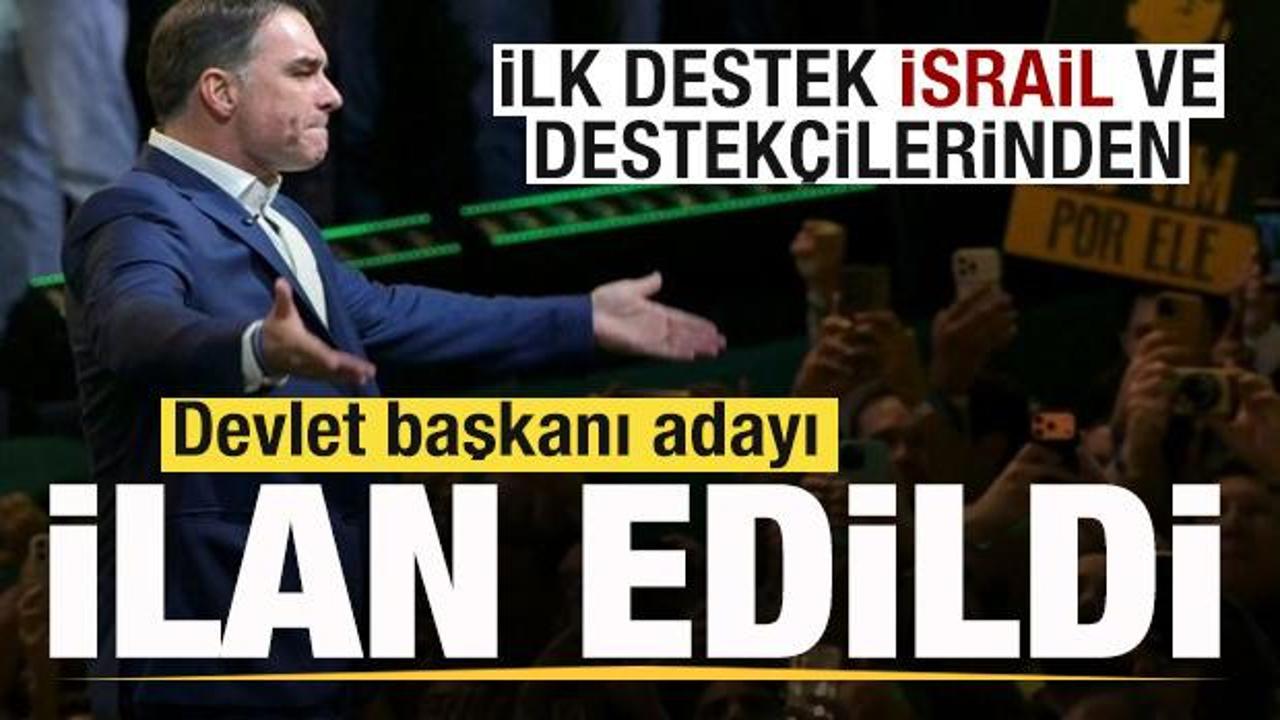Flavio Bolsonaro'nun Liberal Parti kongresindeki konuşmasından bir görüntü.