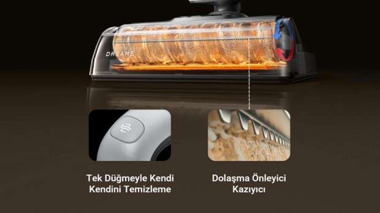 Dreame H14 Dual Islak ve Kuru Süpürge cihazının temizlik yaparken çekilmiş görseli.