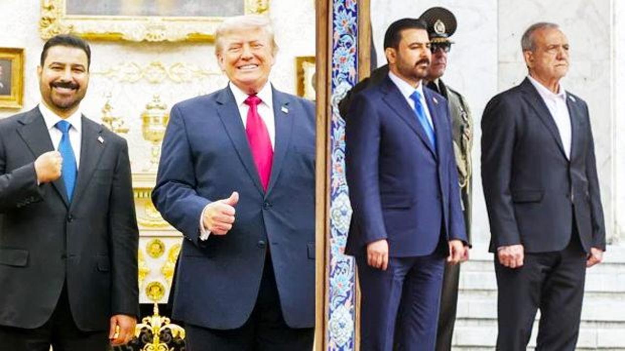 Irak Başbakanı Ali Zeydi'nin İran Cumhurbaşkanı Mesut Pezeşkiyan ile görüşmesinden bir kare.