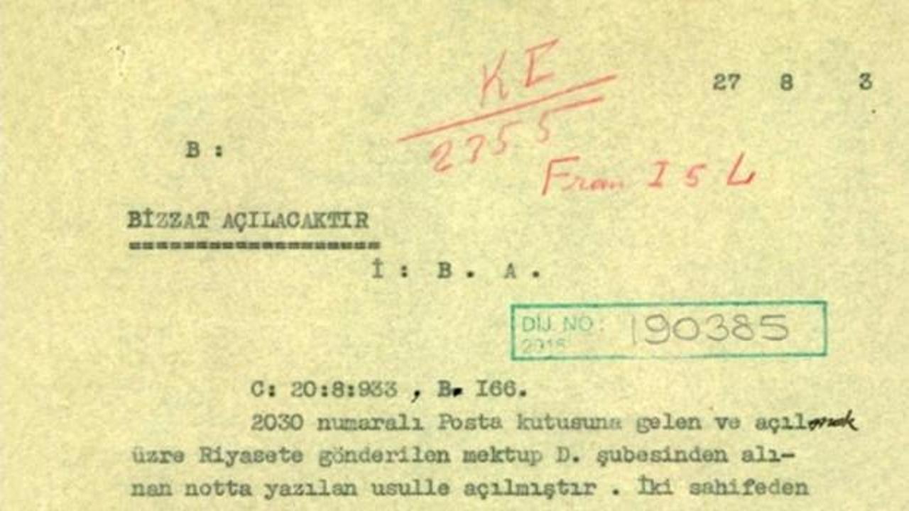MİT'in paylaştığı tarihi belgenin bir bölümünü gösteren fotoğraf.