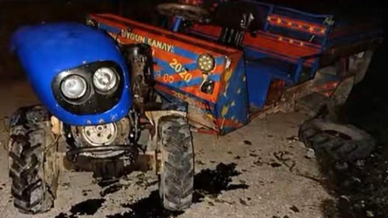 Ordu Kumru'da tarım aracının karıştığı kaza yerinden görüntü.