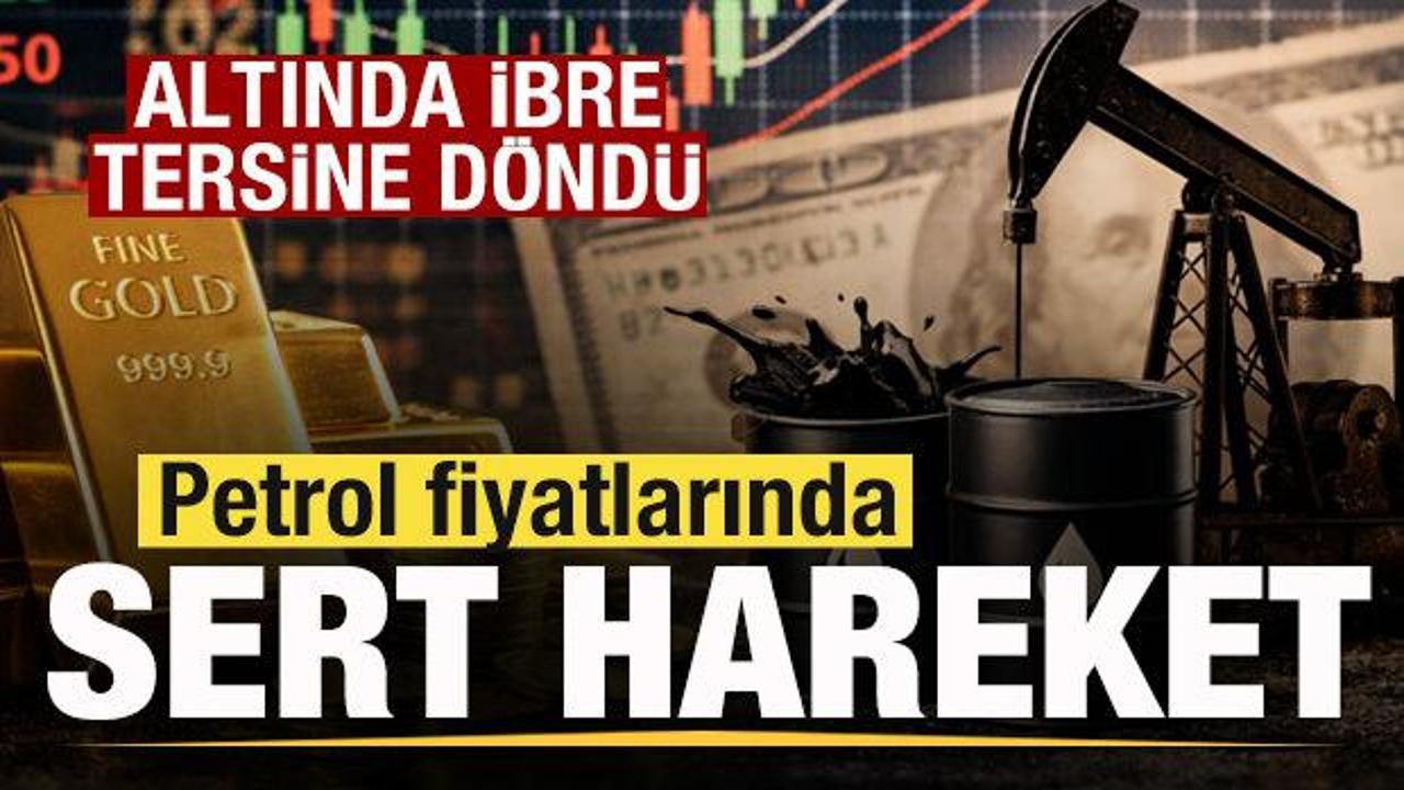 Petrol varilleri ve altın görselleriyle birlikte piyasa grafiği.