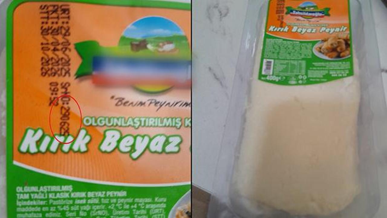 Tarım ve Orman Bakanlığı logosu ve beyaz peynir paketi üzerinde 'toplatıldı' ibaresi.