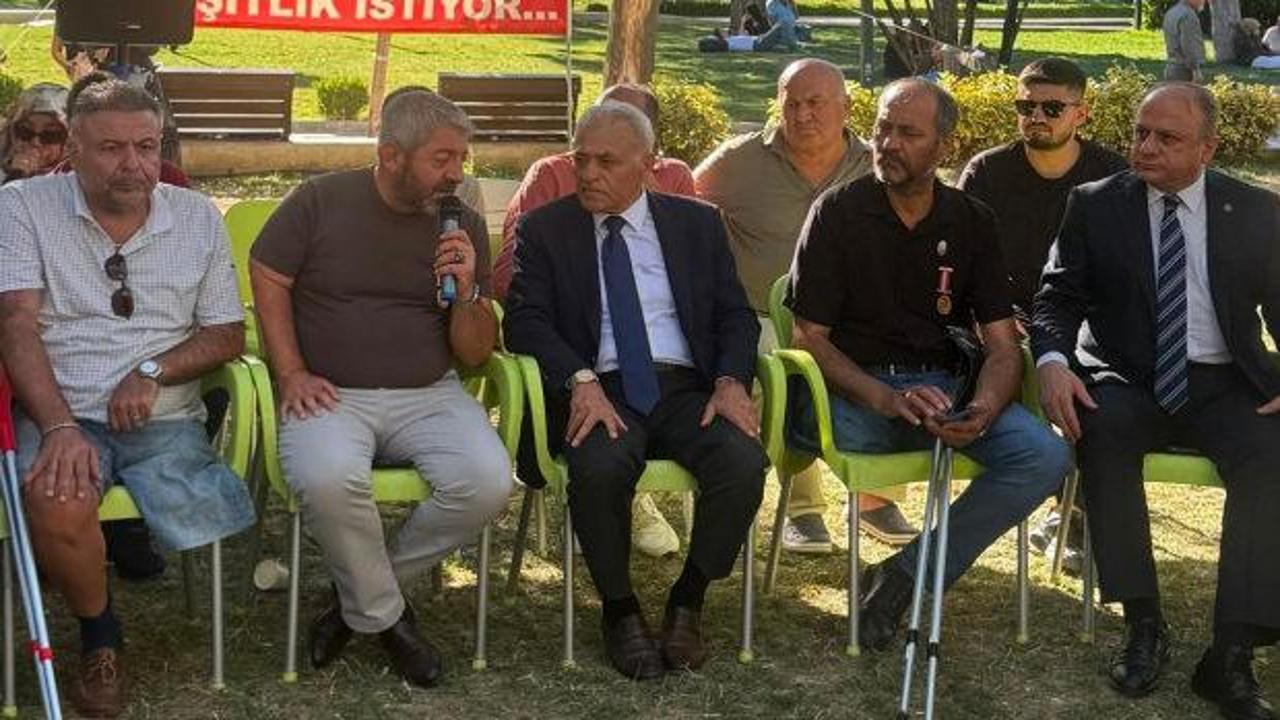 BBP heyetinden G&uuml;venpark'ta eylem yapan şehit yakınları ve gazilere destek ziyareti