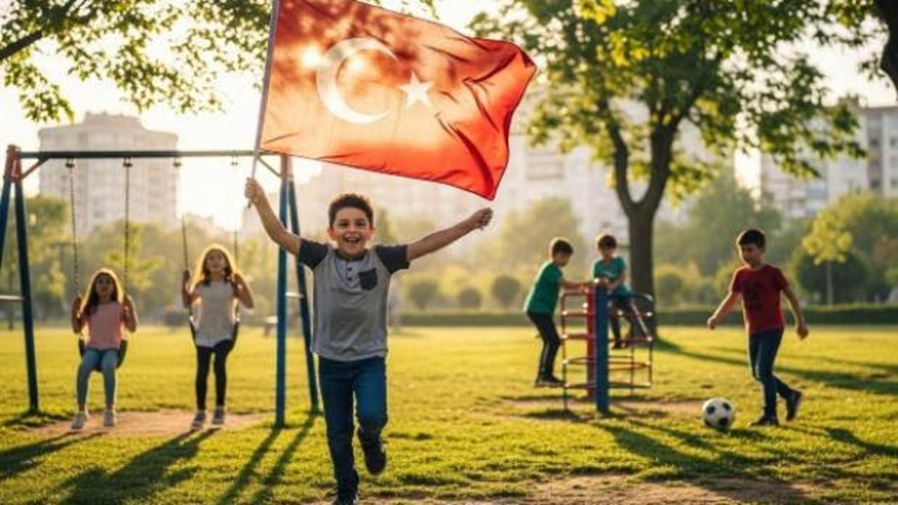 Türkiye haritası üzerinde artan nüfus grafiği ve çocuk ikonları