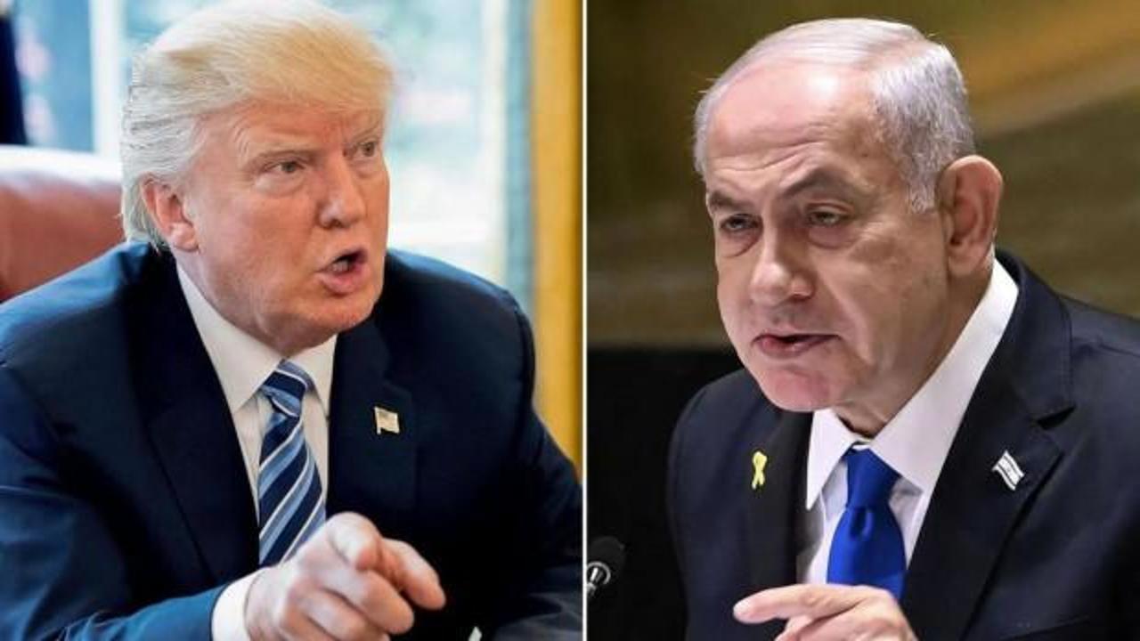 İsrail Başbakanı Binyamin Netanyahu ve ABD Başkanı Donald Trump'ın görüşmesine dair bir görsel.