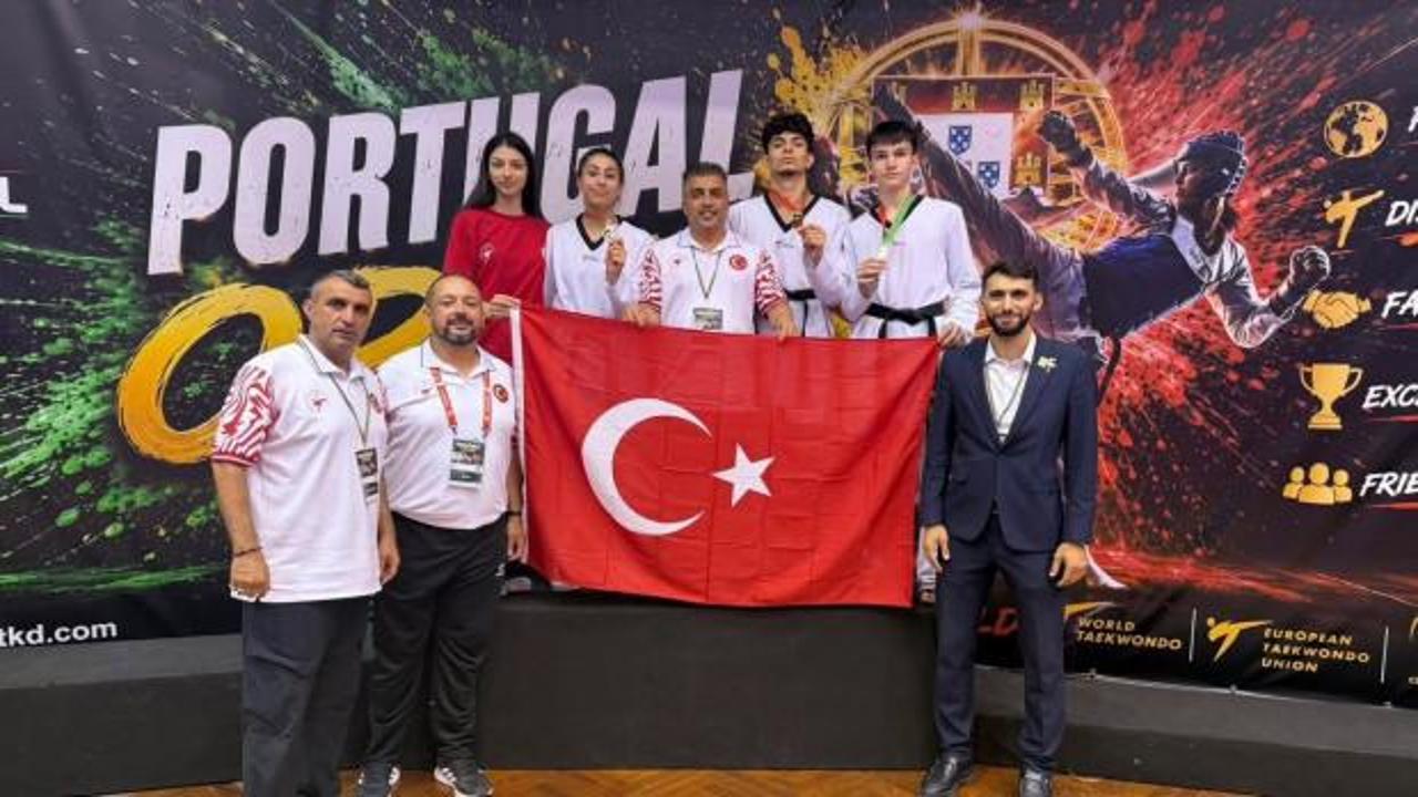 Portekiz'de T&uuml;rk r&uuml;zgarı! T&uuml;rk taekwondosundan 3 altın madalya