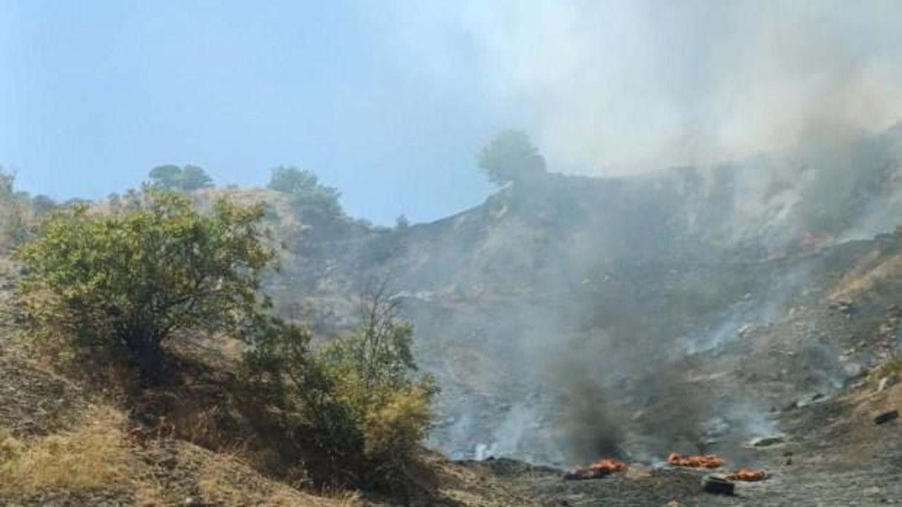 &Ccedil;&ouml;p alanından sı&ccedil;rayan ateş ormanlık alanı yaktı