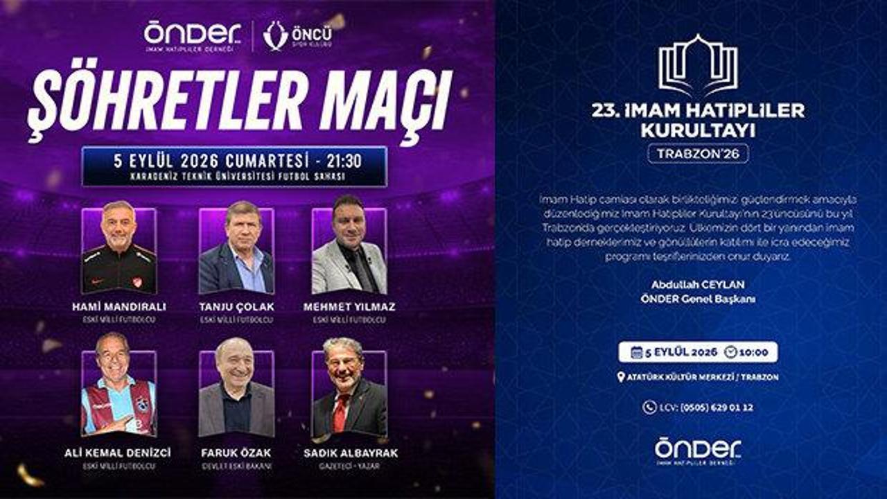23. İmam Hatipliler Kurultayı Trabzon'da: Ş&ouml;hretler Ma&ccedil;ı s&uuml;rprizi