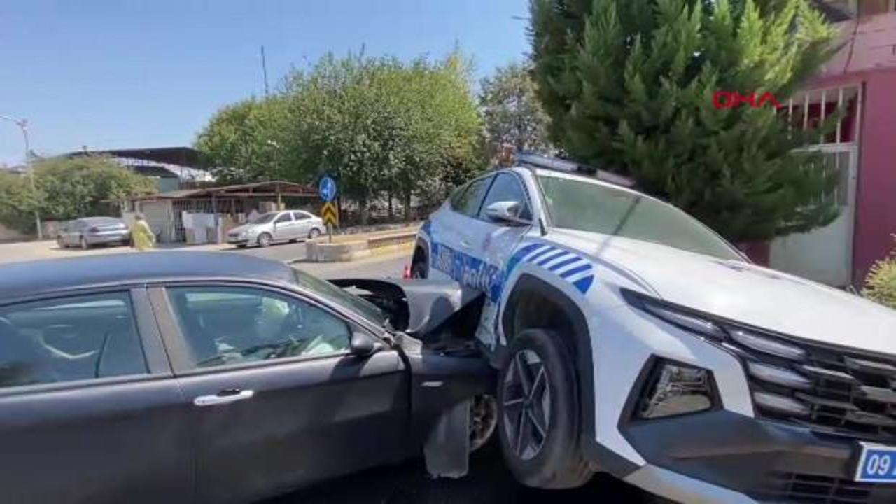 Polis aracıyla otomobil &ccedil;arpıştı: Yaralılar var