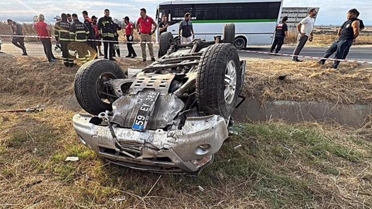 Tekirdağ'da kamyonet takla attı! Yaralılar var