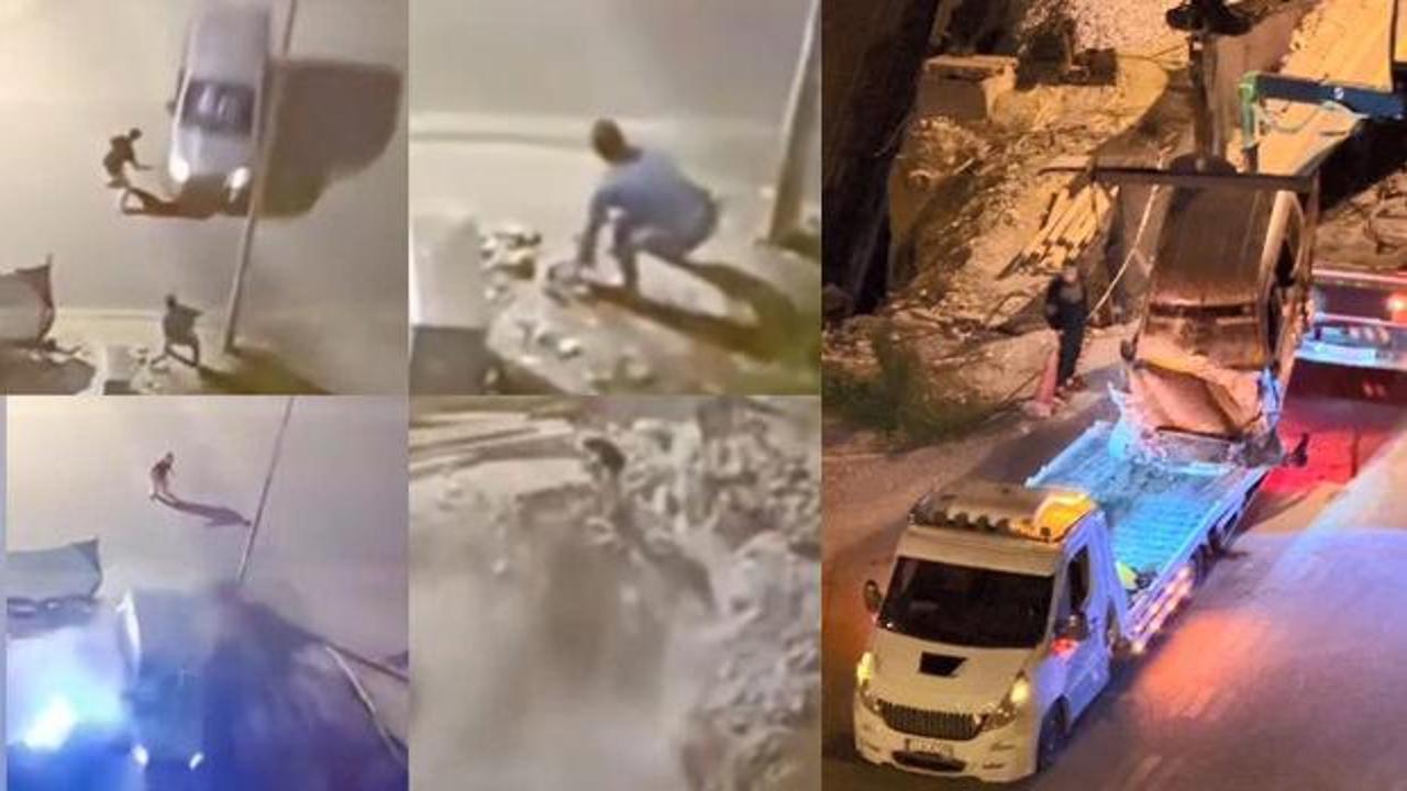 Abisiyle kavga edip otomobille &ccedil;arptı