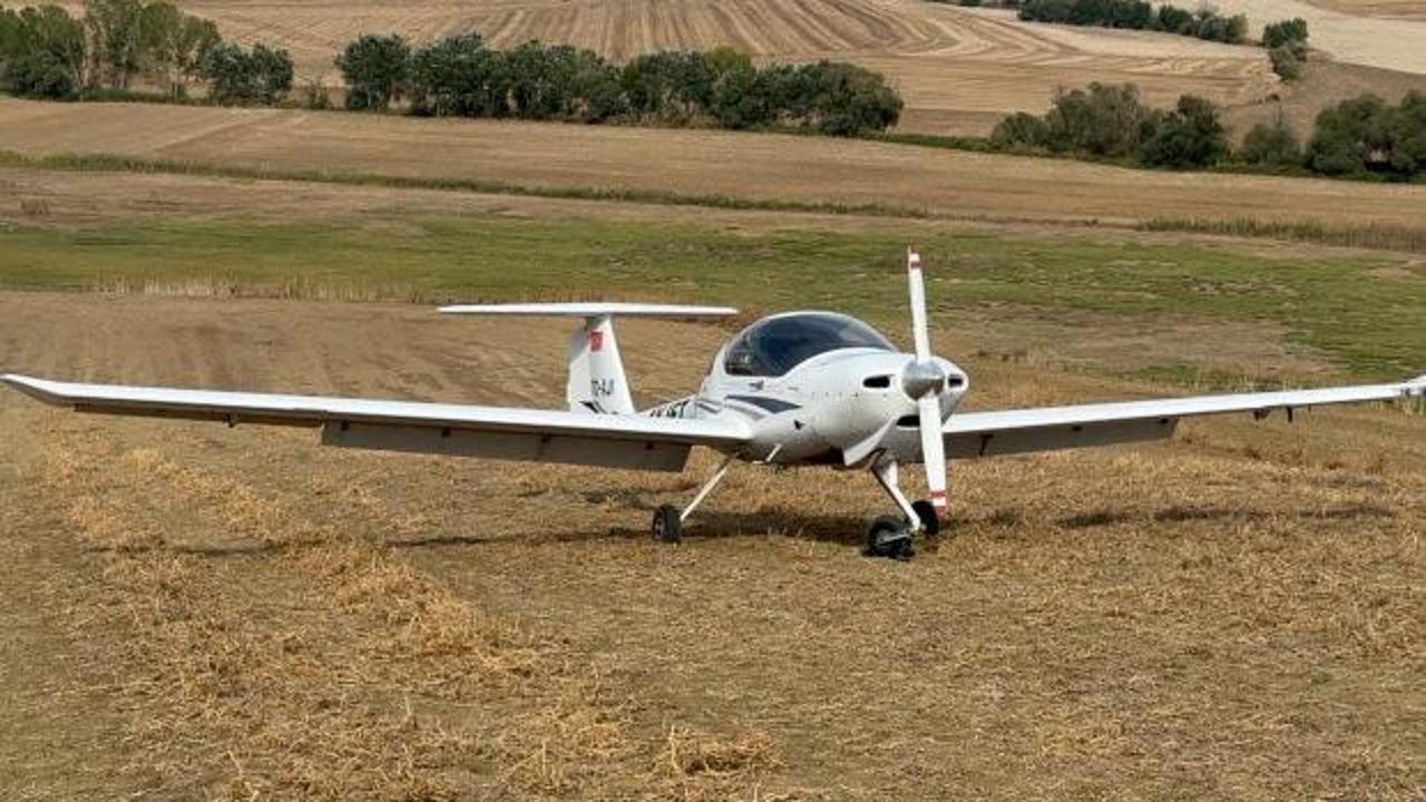 Tekirdağ&rsquo;da eğitim u&ccedil;ağı tarlaya zorunlu iniş yaptı