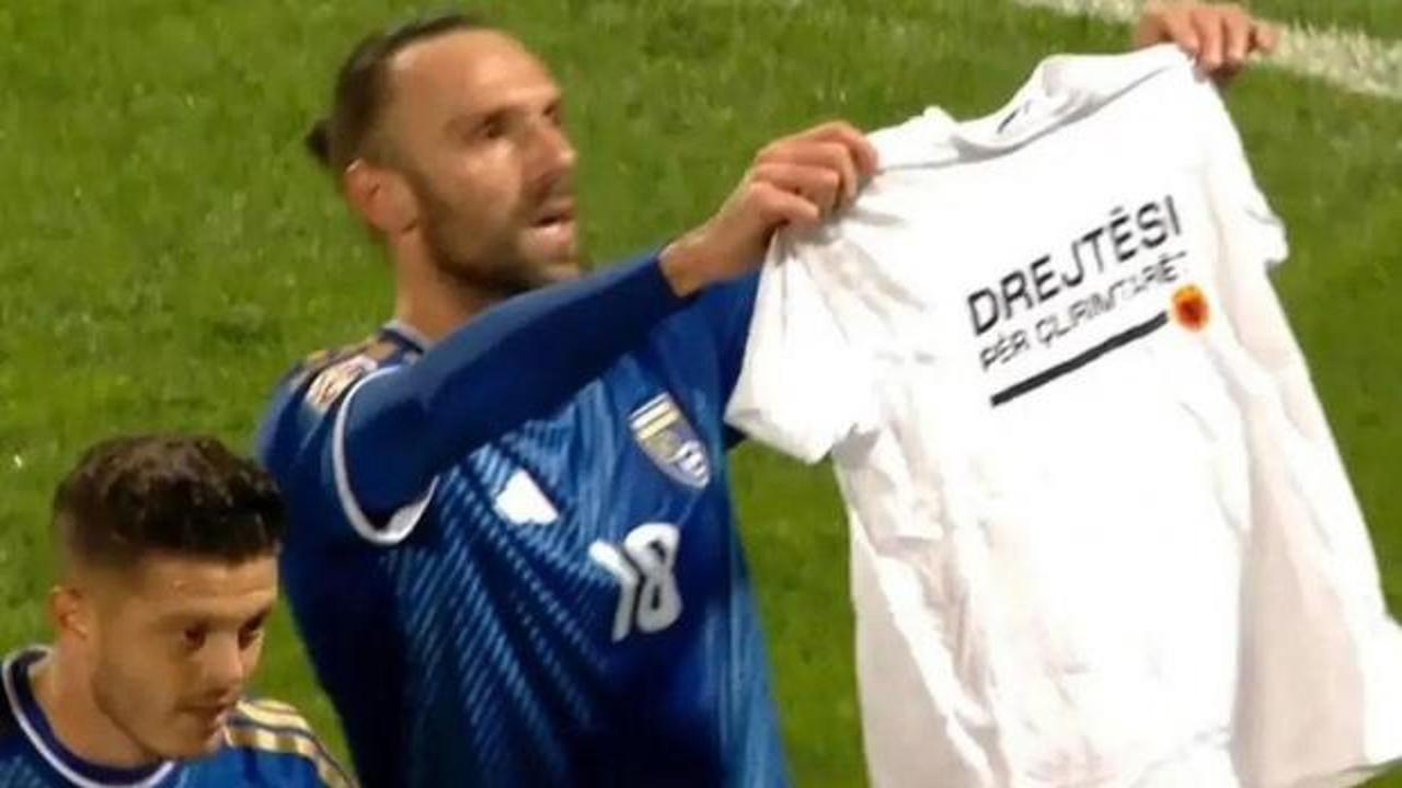 Kosova'yı galibiyete taşıyan Vedat Muriqi gol sevinciyle g&uuml;ndem oldu! UEFA ceza verebilir