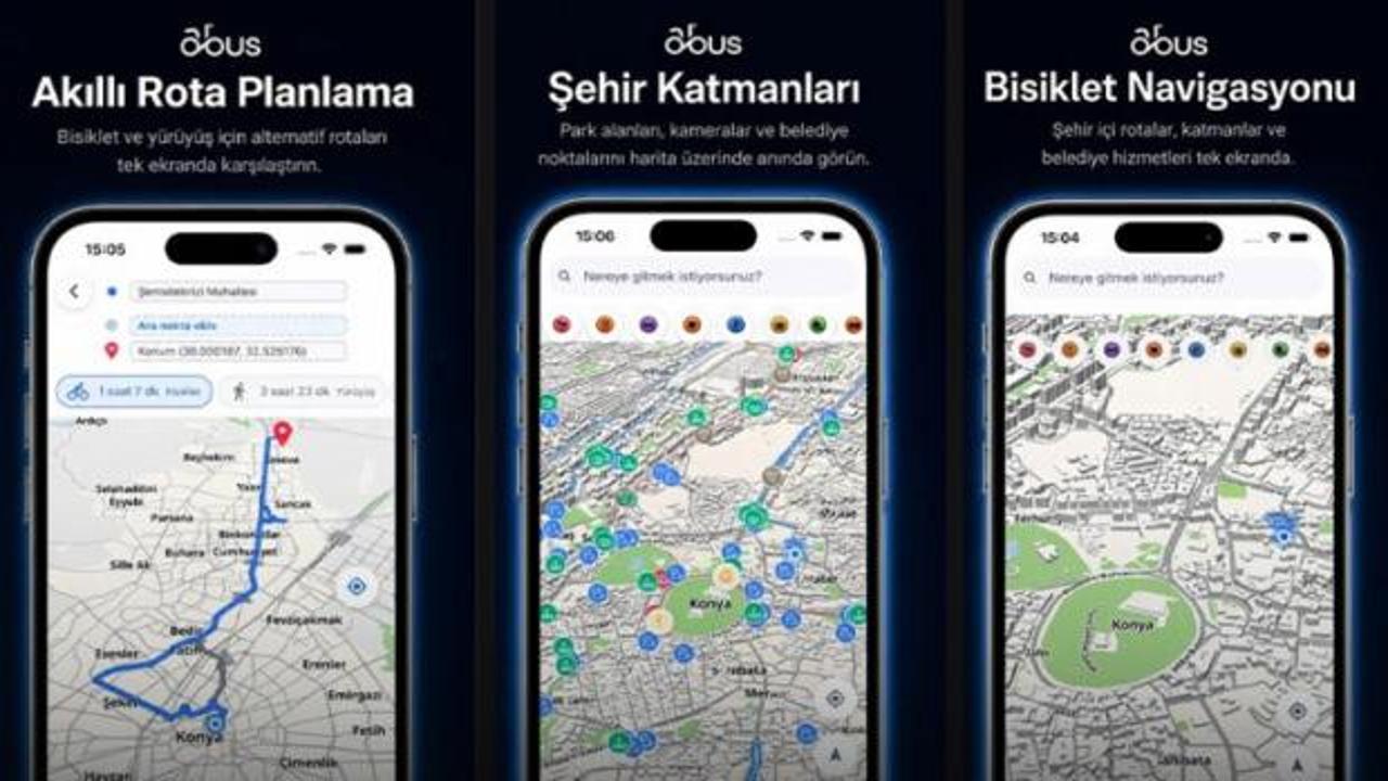Konya B&uuml;y&uuml;kşehir'in akıllı bisiklet ulaşım sistemi 'ABUS' artık mobilde