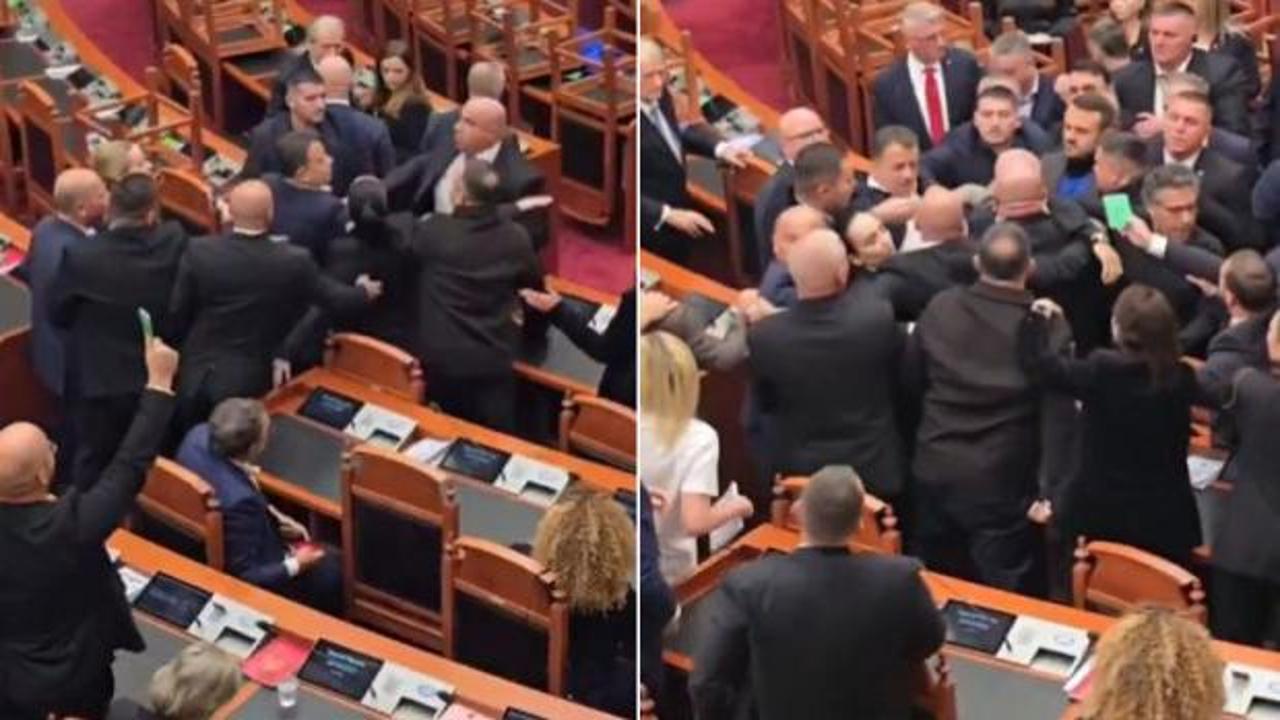 Arnavutluk'ta milletvekilleri birbirine girdi, yumruklar havada uçuştu