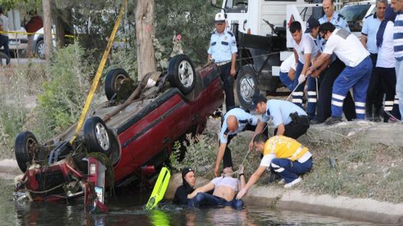 Sulama kanalına uçan otomobilin sürücüsü öldü