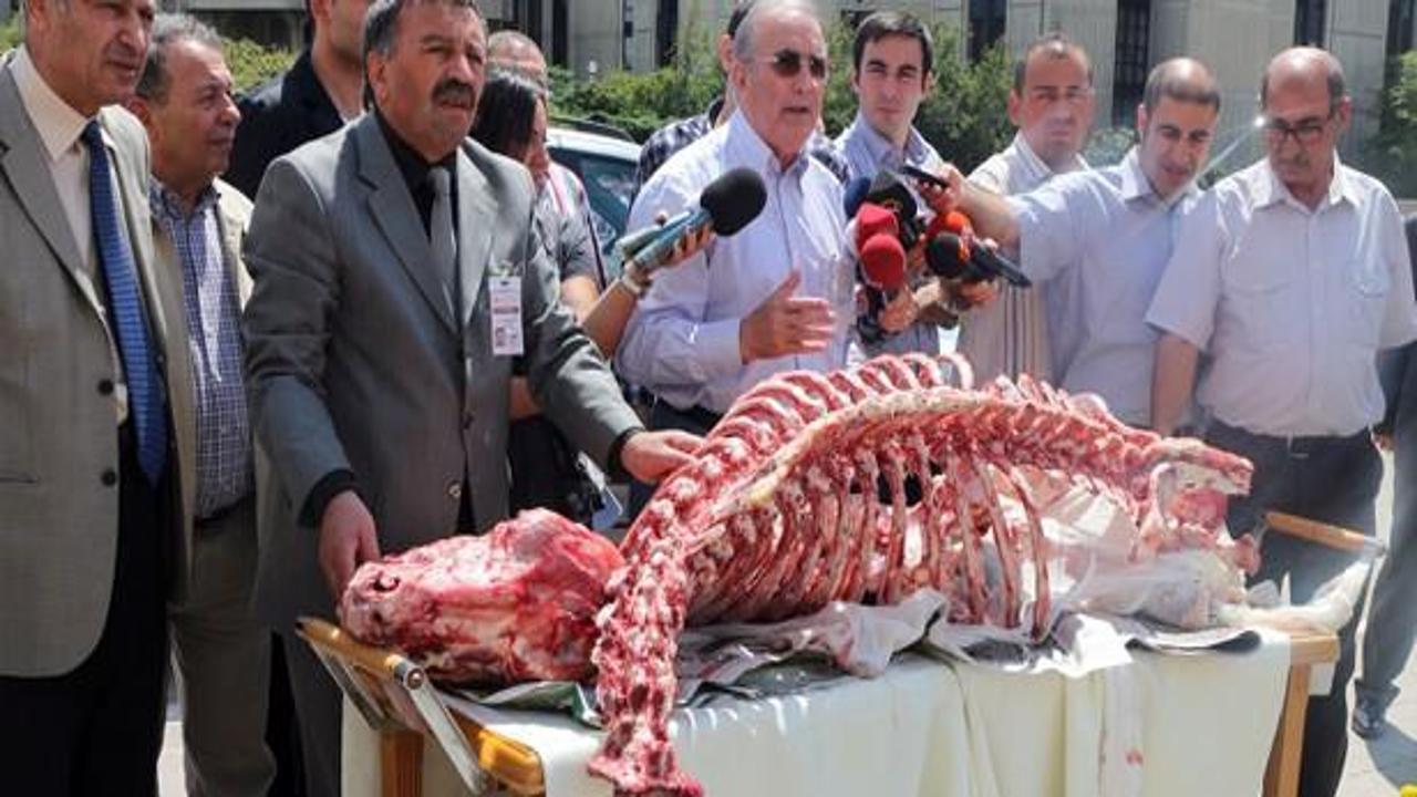 CHP'li Öğüt'ten inek iskeletli basın toplantısı