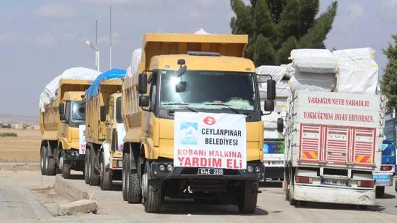 Suriyelilere 3 kamyon yardım