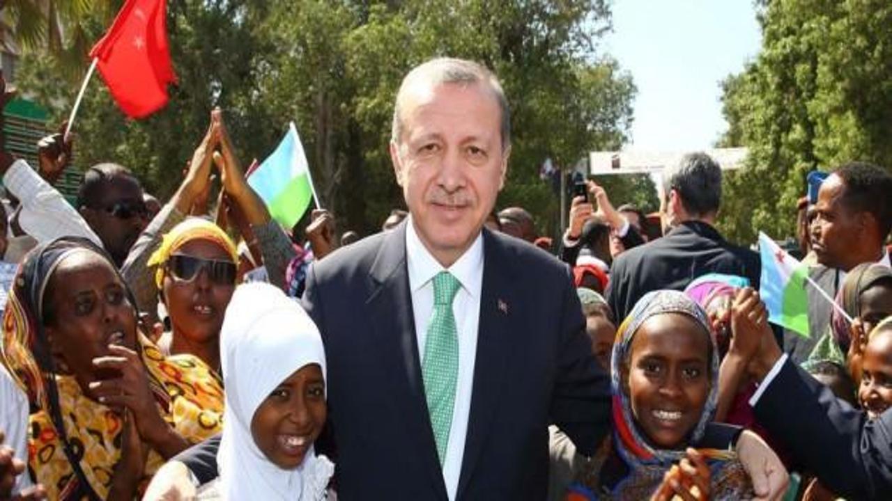 Erdoğan'a Cibuti'de büyük sevgi seli