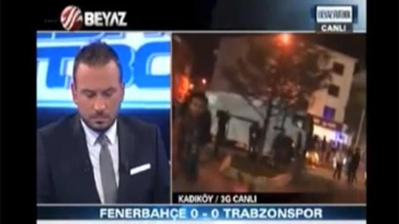 Fenerbahçeliler Beyaz TV aracına saldırdı