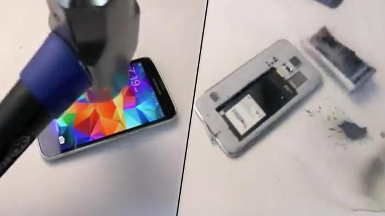 Galaxy S5'in pili roket gibi alev aldı / İZLE
